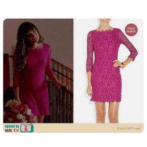 NWT Diane von Furstenberg Pink Lace Zarita Dress Size 8